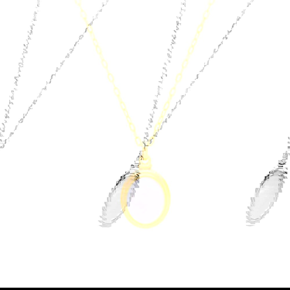 270N038301925 Bona Fide Mother of Pearl Oval Locket In Yellow Gold Plated Silver 1
