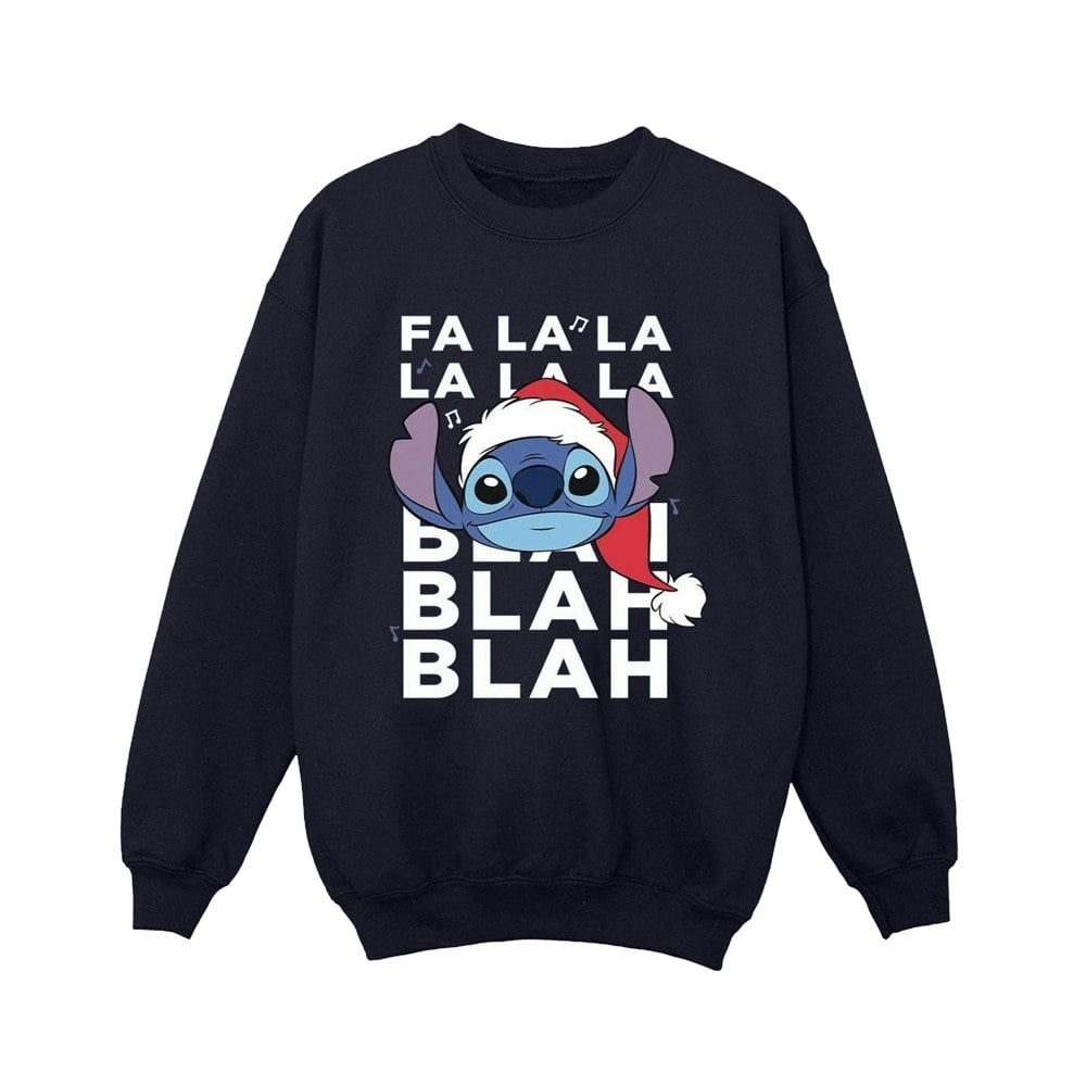 Disney Boys Lilo And Stitch Christmas Blah Blah Blah Sweatshirt - Navy Blue