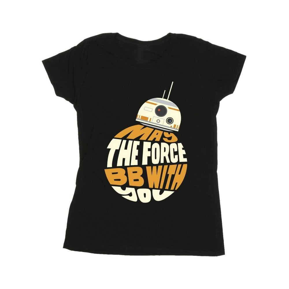 Star Wars Womens/Ladies May The Force BB8 Cotton T-Shirt - Black