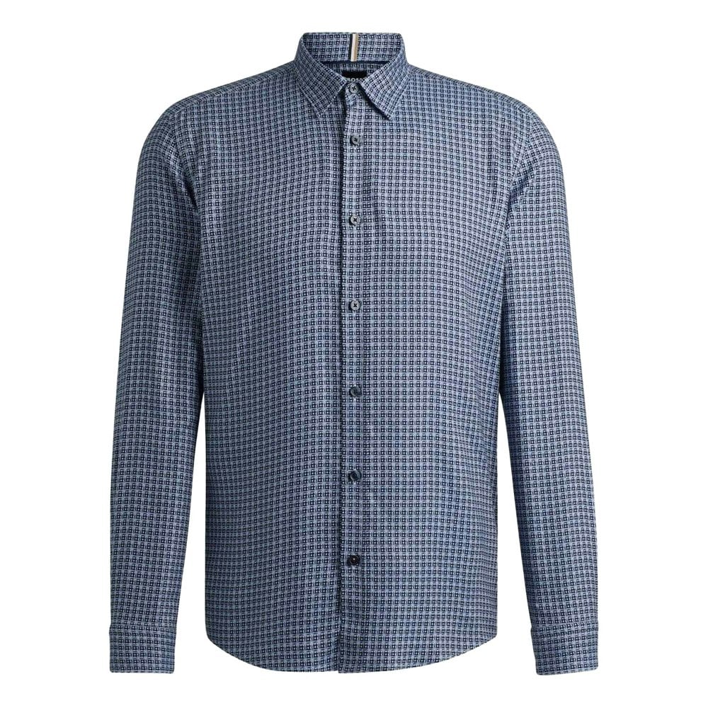 Hugo Boss Mens Checked Regular Shirt - Navy