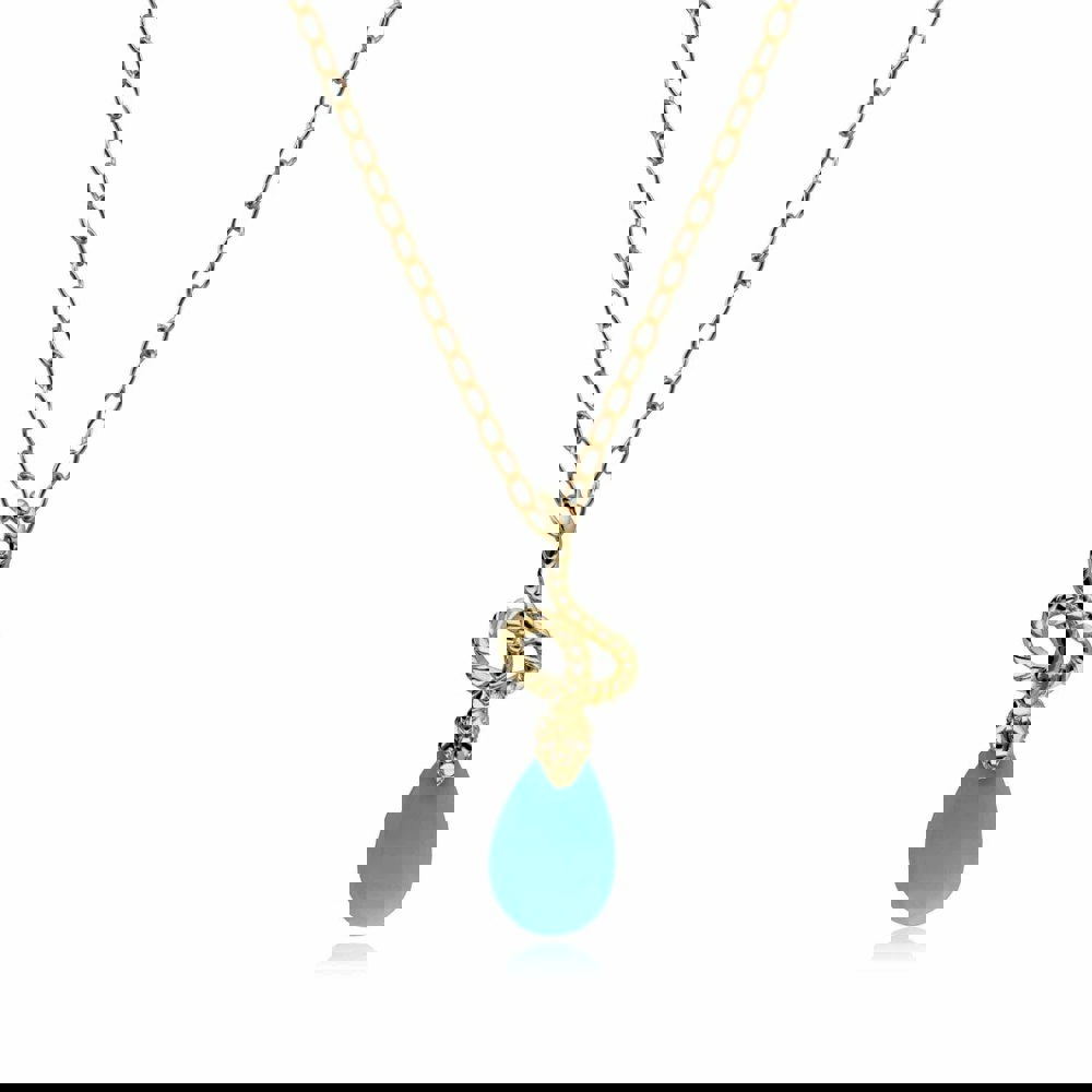 253P297804925 ECFEW™ Turquoise Winding Snake Pendant Necklace in Sterling Silver 1