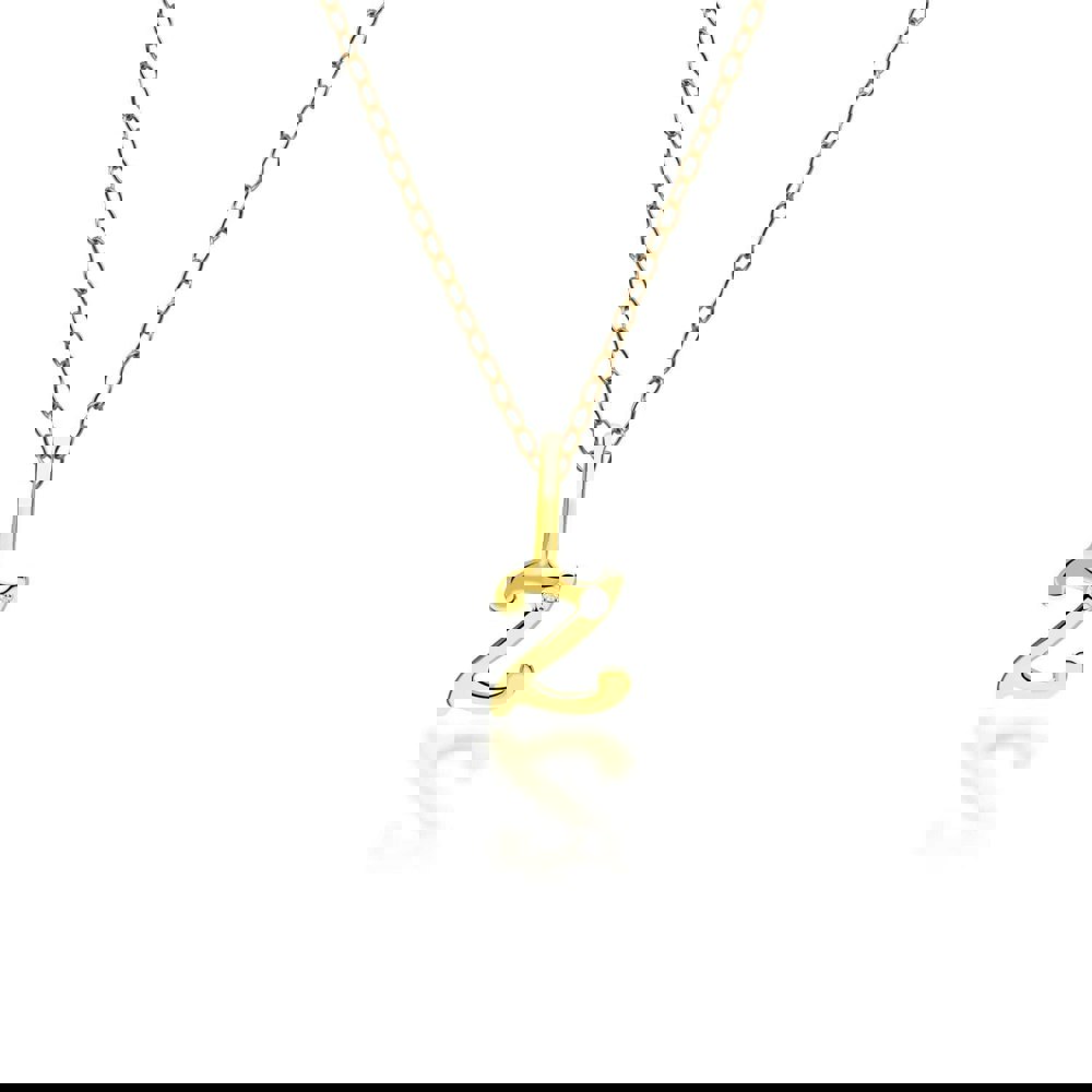 191P0796019 Alphabet Letter Z Diamond pendant in 9ct Yellow Gold Front