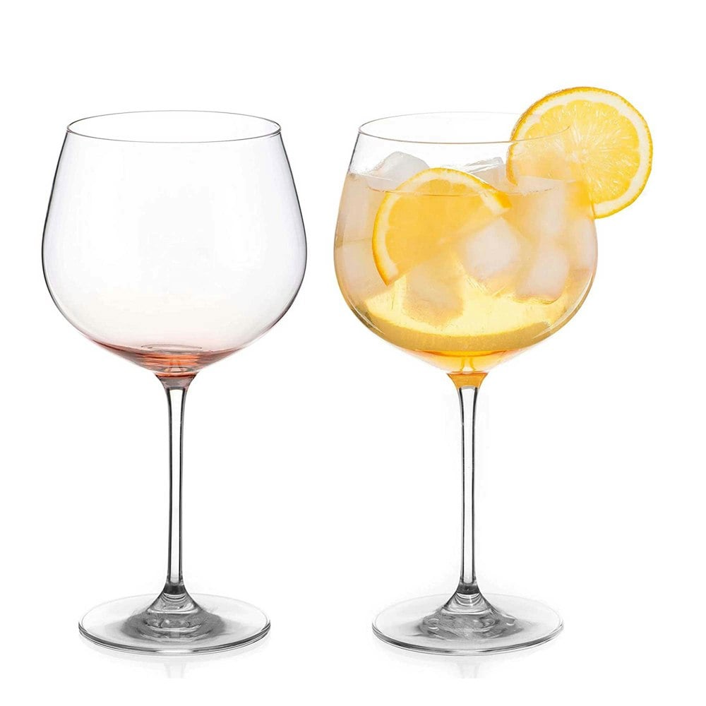 Diamante Orange Ombre Gin Glasses - Set of 2