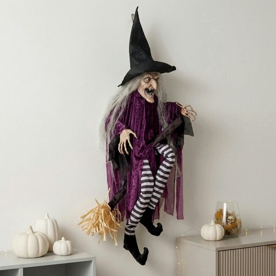 Garden Greatness Animated Cackling Hanging BroomWitch Decoration