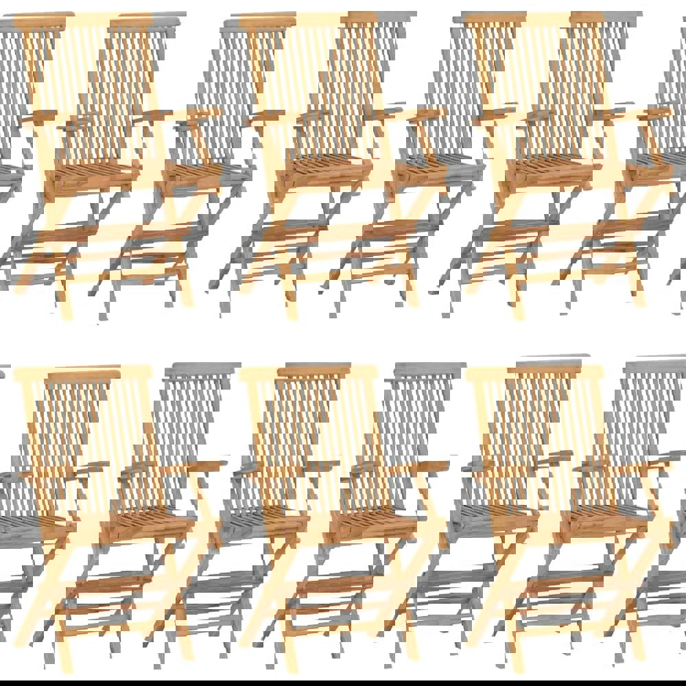 Berkfield Folding Garden Chairs 6 pcs Solid Teak Wood