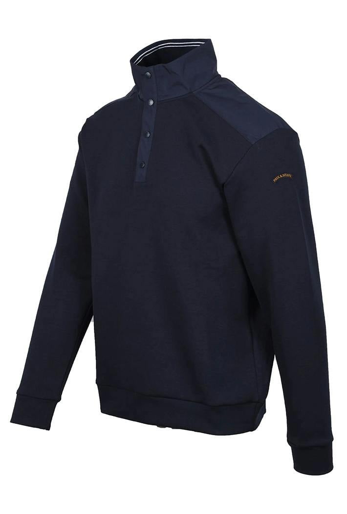 Paul & Shark Active Fleece Cotton Sweatshirt with Typhoon Half Button-Up