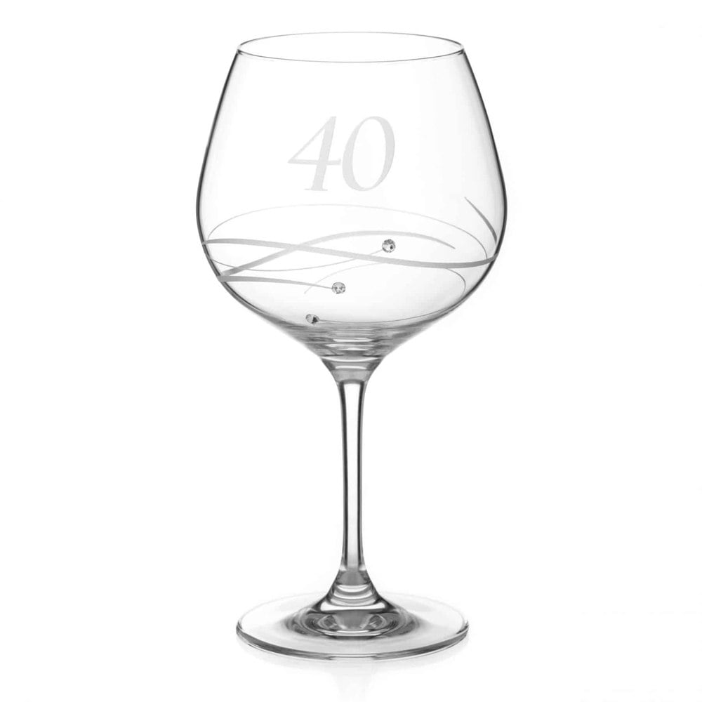 Diamante 40th Birthday Spiral Gin Glass Adorned with Crystals by Swarovski®