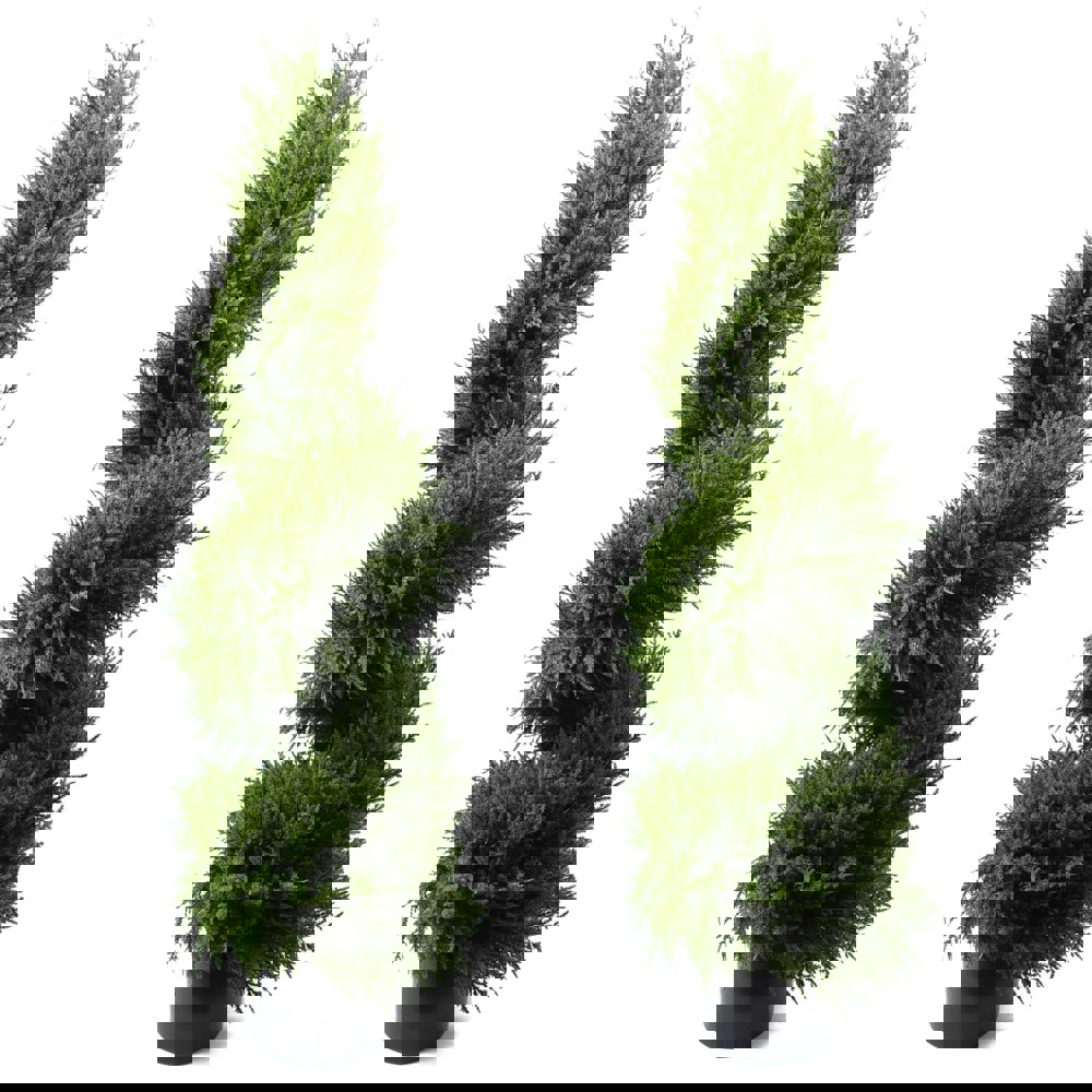 Leaf 120cm Pair of Premium Artificial Cypress Spiral Topiary