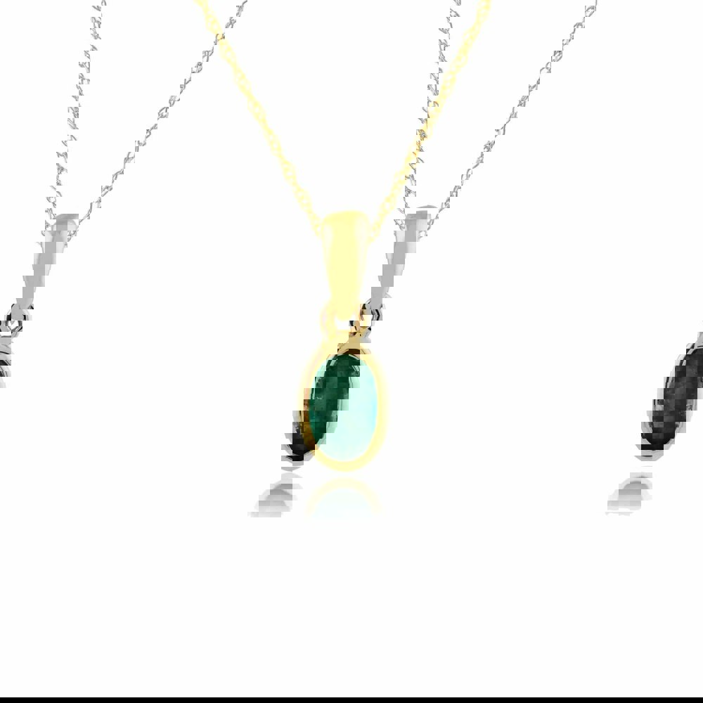 183P1120019 Classic Oval Emerald Pendant in 9ct Yellow Gold 1