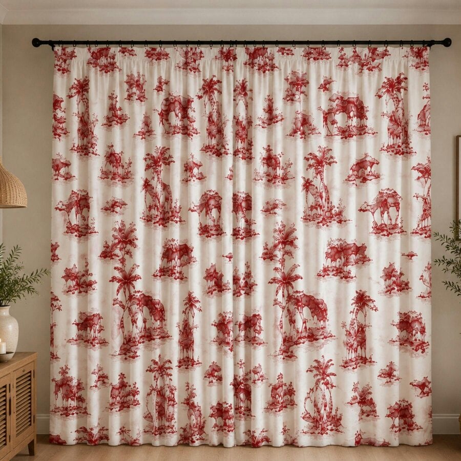 Smart Living Safari Curtain - Red - 66"x72"