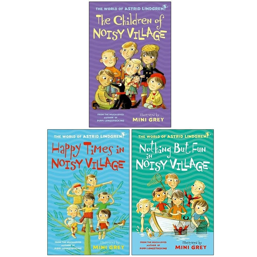 Astrid Lindgren 3 Books Set The Children of Noisy Village, Happy Times in Noisy Village & more