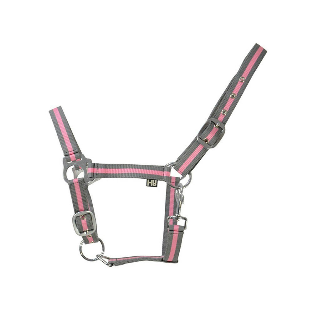 Hy Two Tone Horse Headcollar - Grey/Baby Pink