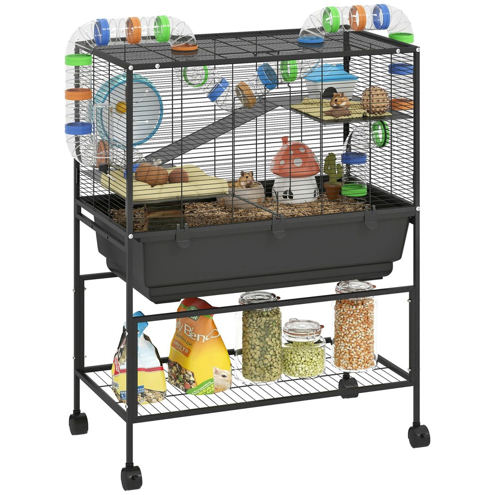Picture of PawHut Hamster Cage, 3 Tier Gerbil Cage on Wheels with | Rackhams