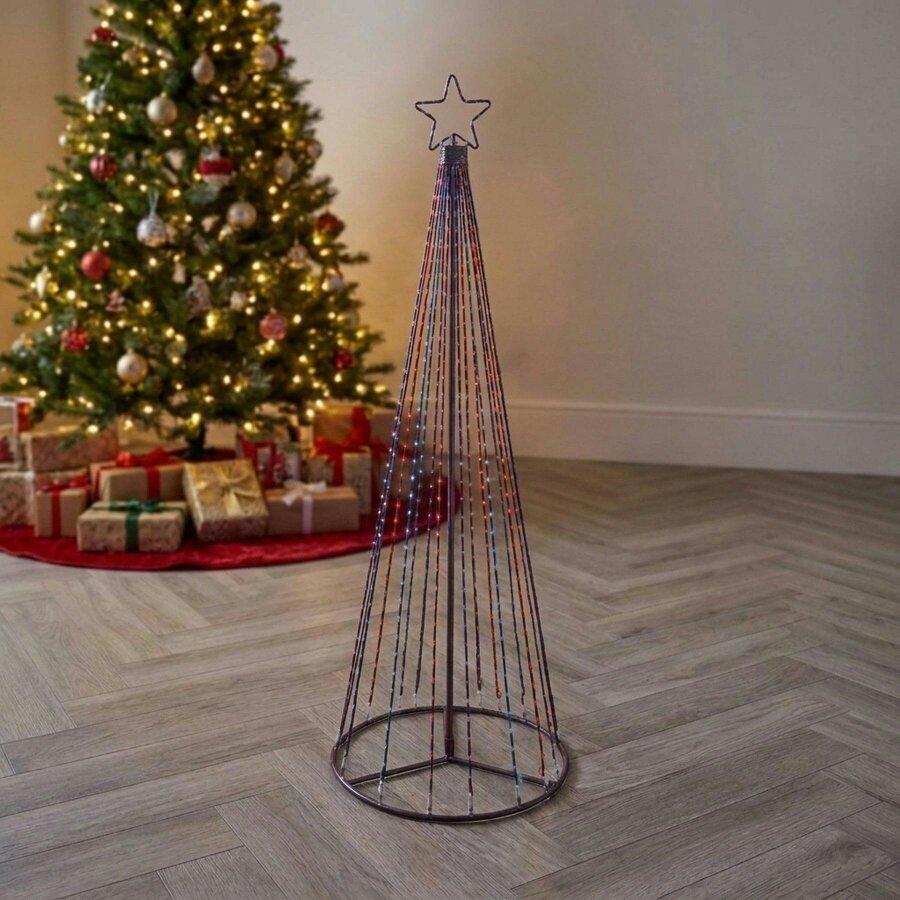 Garden Greatness Multi Action Lit Pyramid Tree with Rainbow Lights