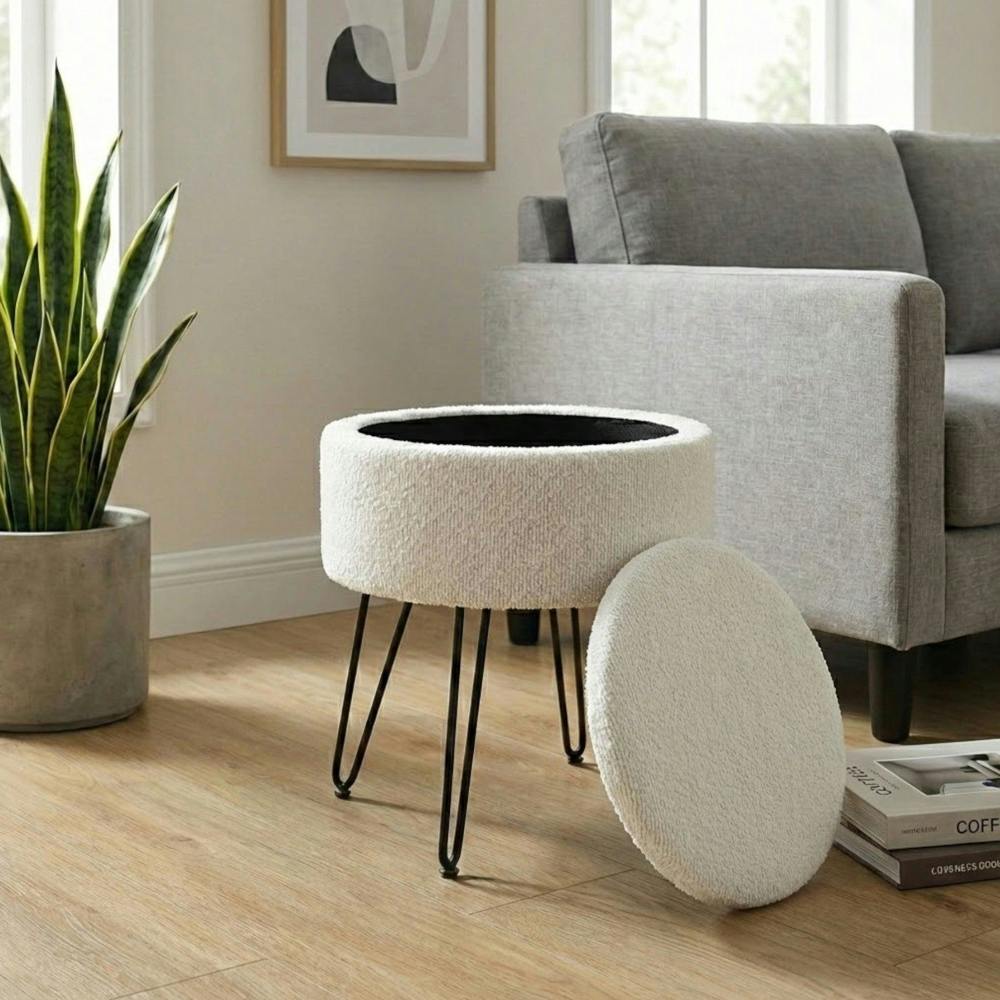 Garden Greatness Scandi Boucle Storage Stool
