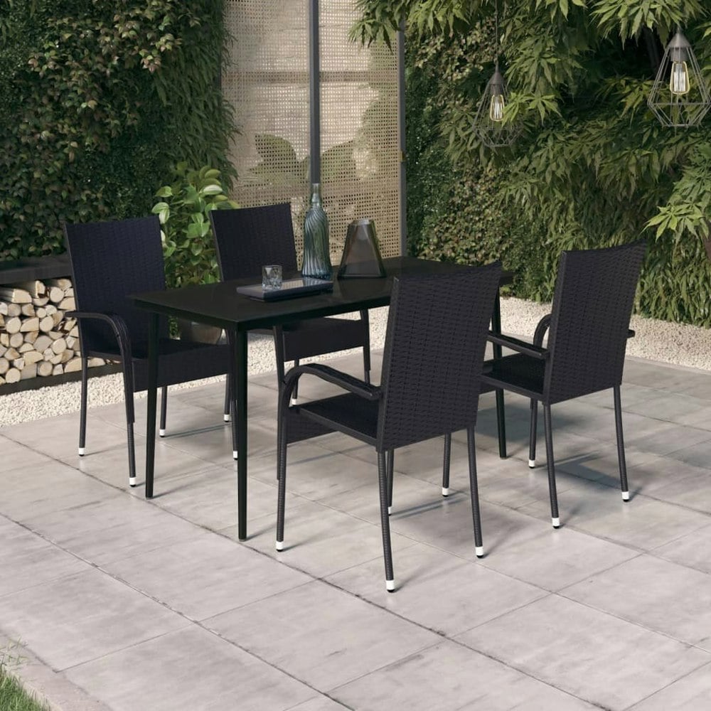 Berkfield 5 Piece Garden Dining Set Black