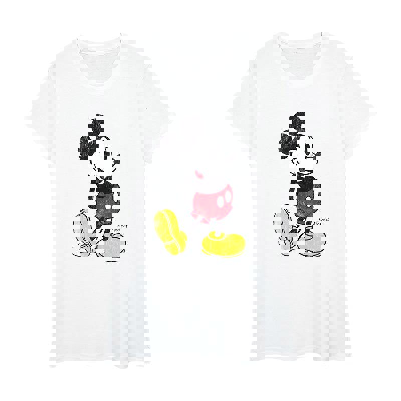 Disney Womens/Ladies Mickey Mouse Classic Kick Cotton T-Shirt - White