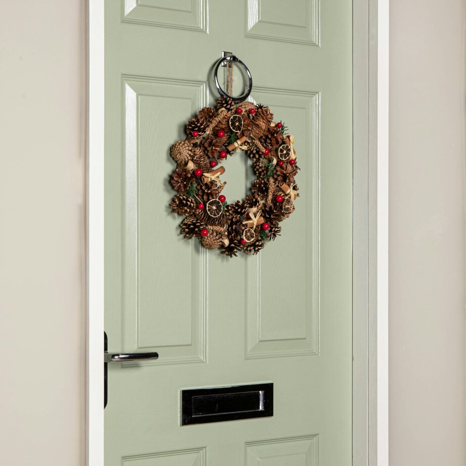 Samuel Alexander 36cm Winter Spice Hanging Christmas Wreath with Pine Cones Red Berries & Dried Fruit