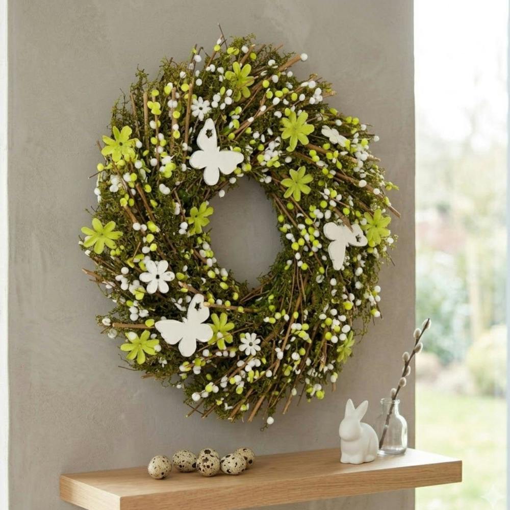 Garden Greatness Springtime Twig Floral Butterfly Wreath