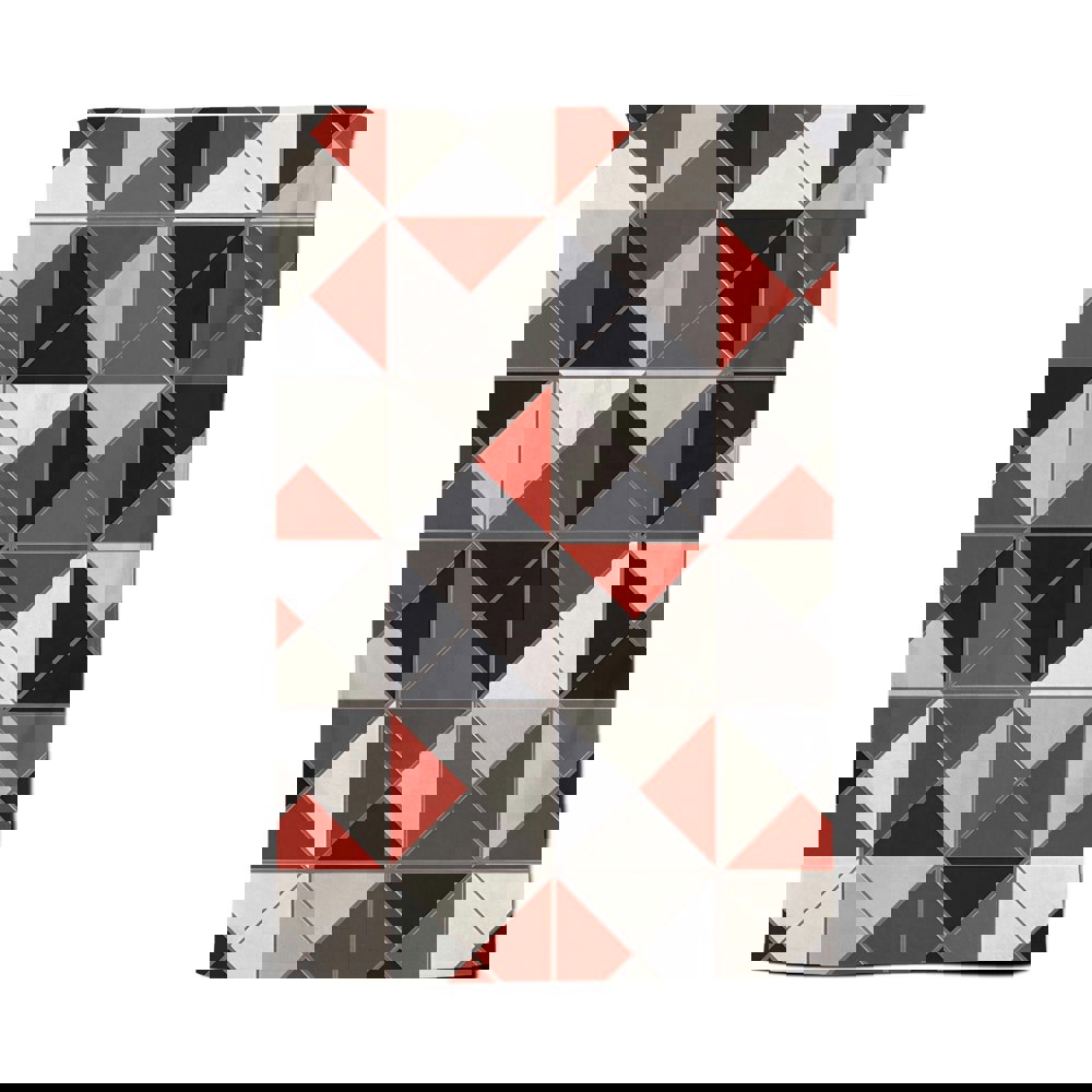 Warren Reed Grey Red Triangle Geometric Tea Towel