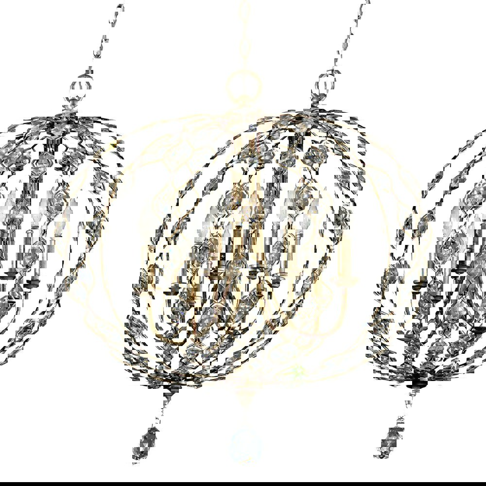 6 Bulb Chandelier Hanging Pendant LIght Burnished Silver LED E14 60W Bulb Loops