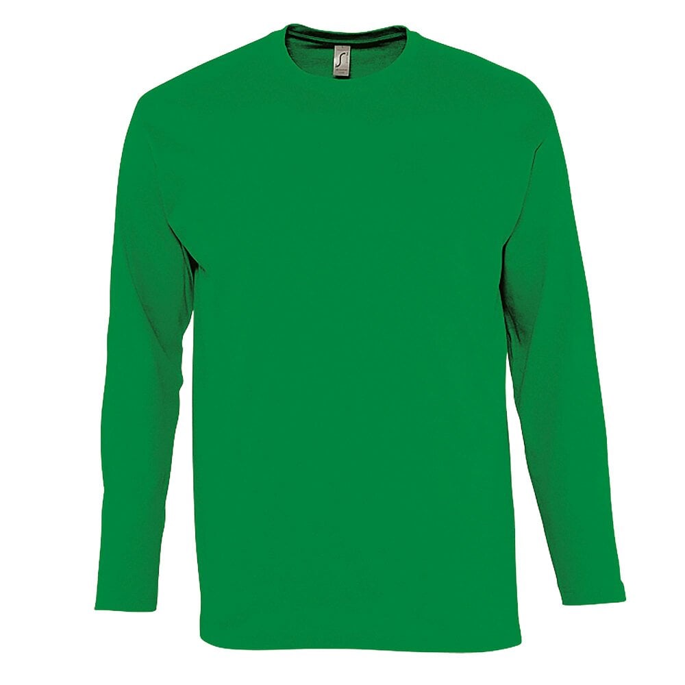 SOLS Mens Monarch Long Sleeve T-Shirt - Kelly Green - Kelly Green - 100% Ringspun Semi-Combed Cotton