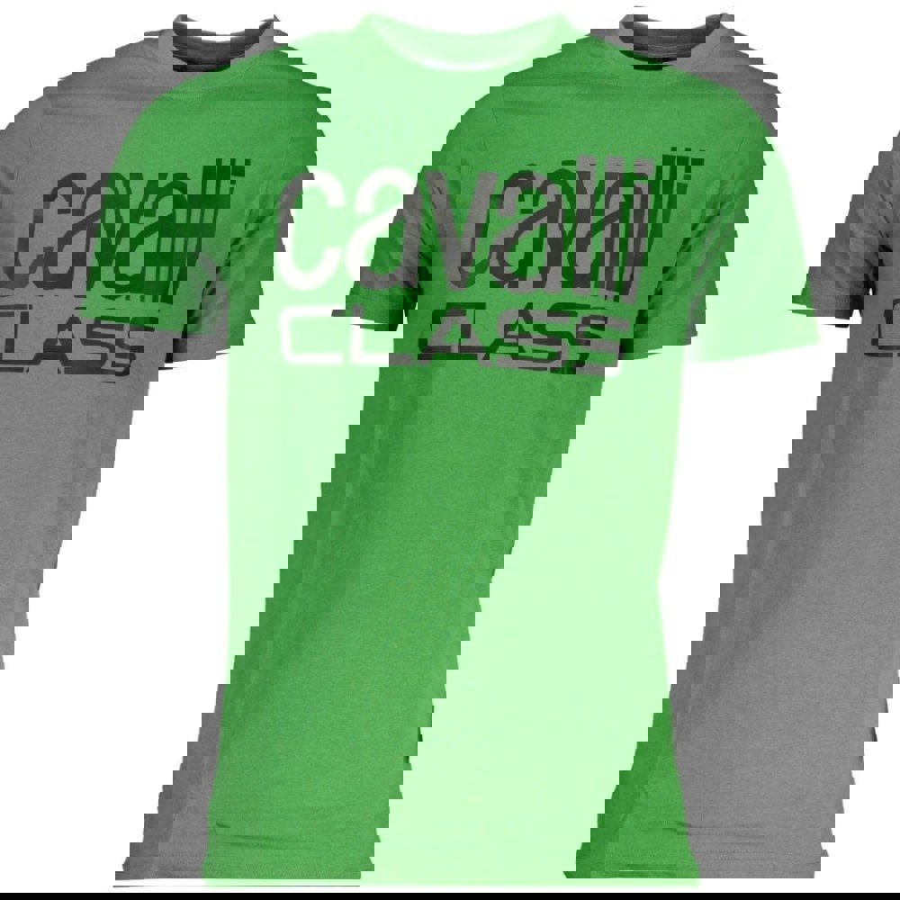 Cavalli Class Bold Black Logo Green T-Shirt