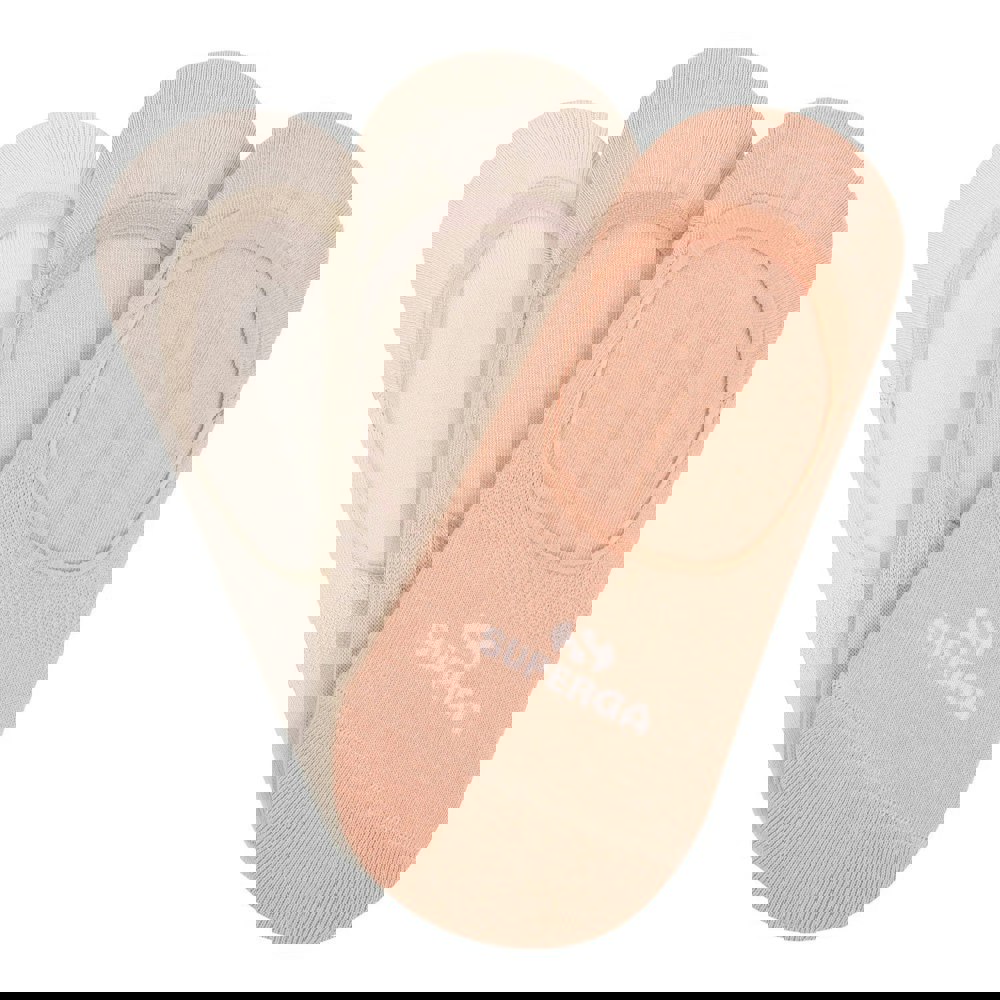 Superga Womens/Ladies No Show Socks (Pack of 3) - Orange/Beige/Light Beige