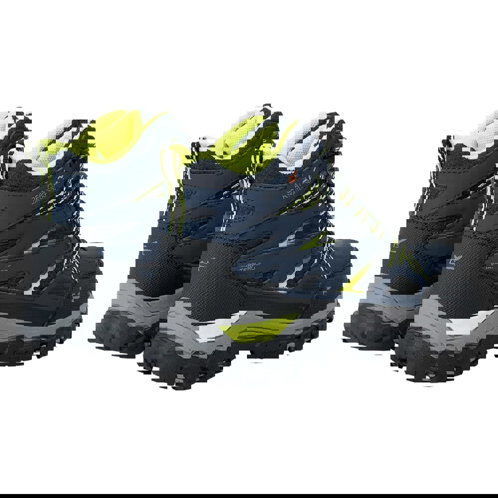 Regatta Childrens/Kids Holcombe III Walking Boots - Navy/Lime Punch