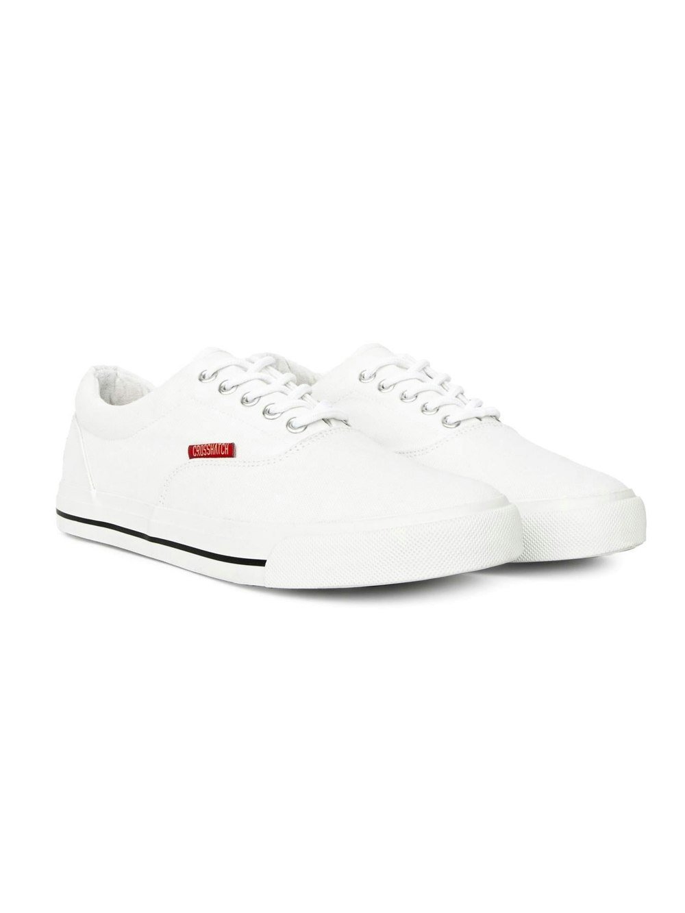 Crosshatch Skywalk Canvas Pumps White