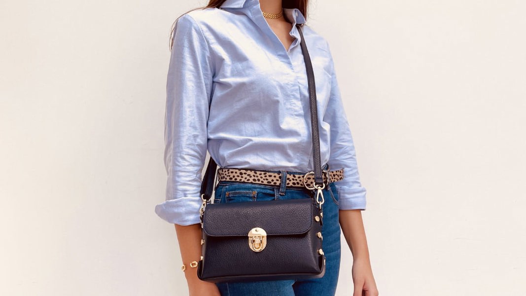 Apatchy London The Bloxsome Leather Crossbody Bag - Navy