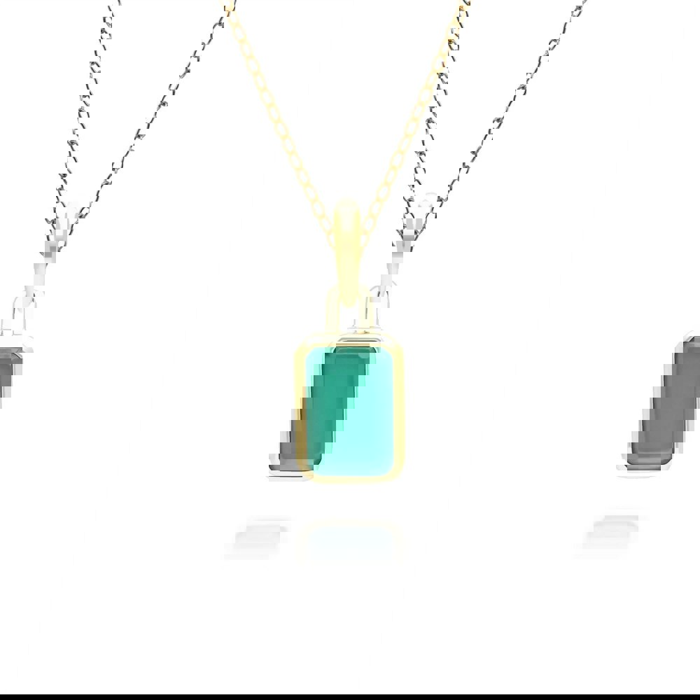 Gemondo Classic Baguette Chalcedony Pendant Necklace in 9ct Yellow Gold