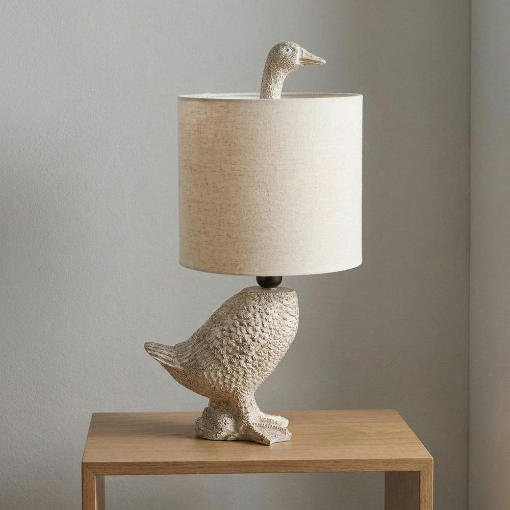 Garden Greatness Wood Effect Resin Goose Table Lamp