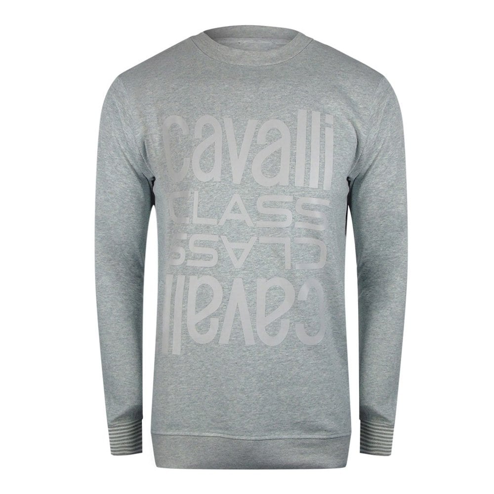 Cavalli Class Multi Logo Grey Sweatshirt