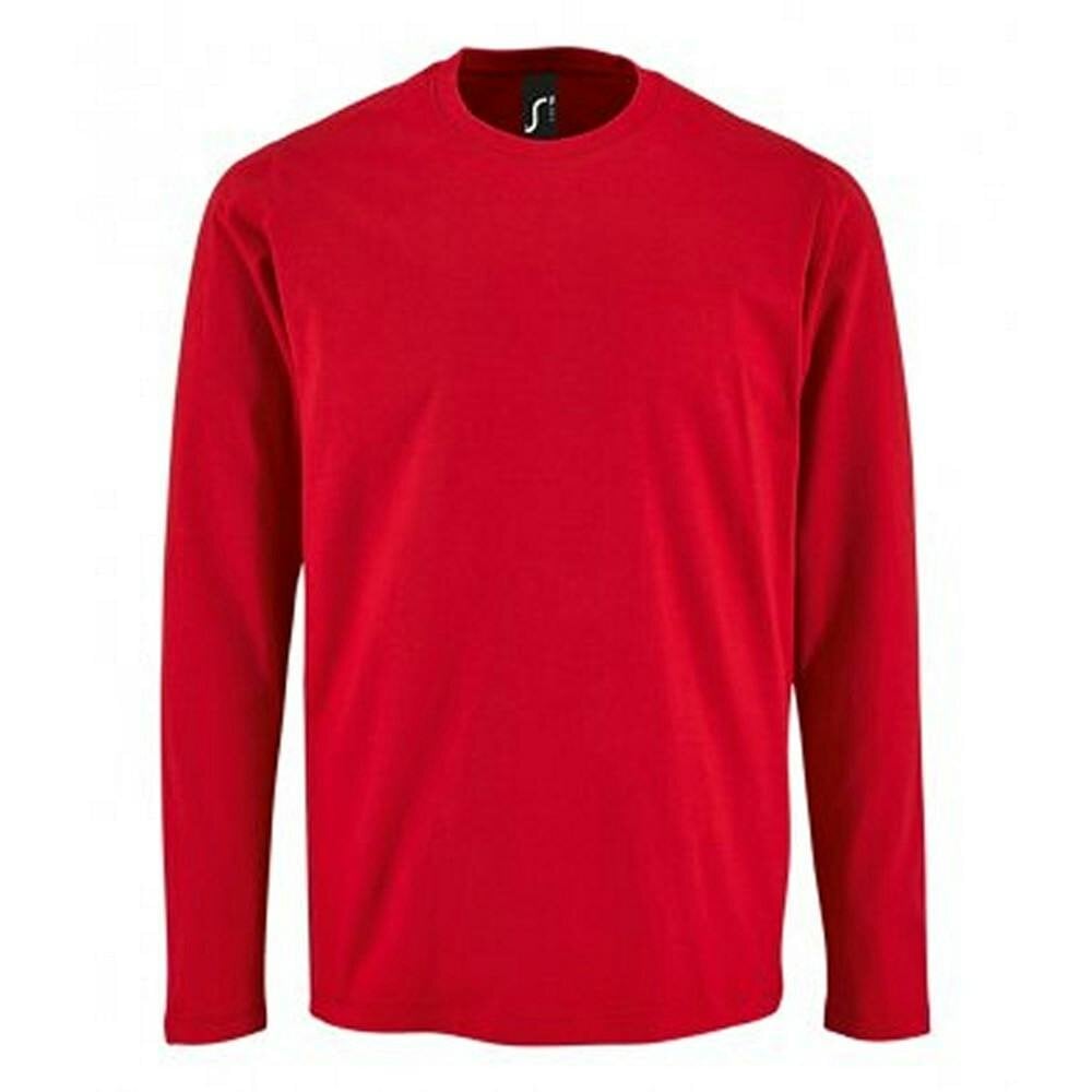 SOLS Mens Imperial Long Sleeve T-Shirt - Red - Red - 85% Cotton/15% Viscose
