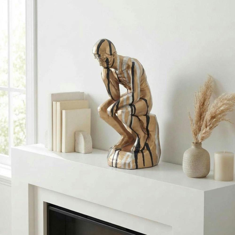 Garden Greatness Gold Drip Art Thinker Sculpture