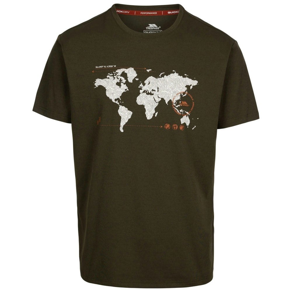 Trespass Mens Ohio Map TP75 T-Shirt - Dark Vine