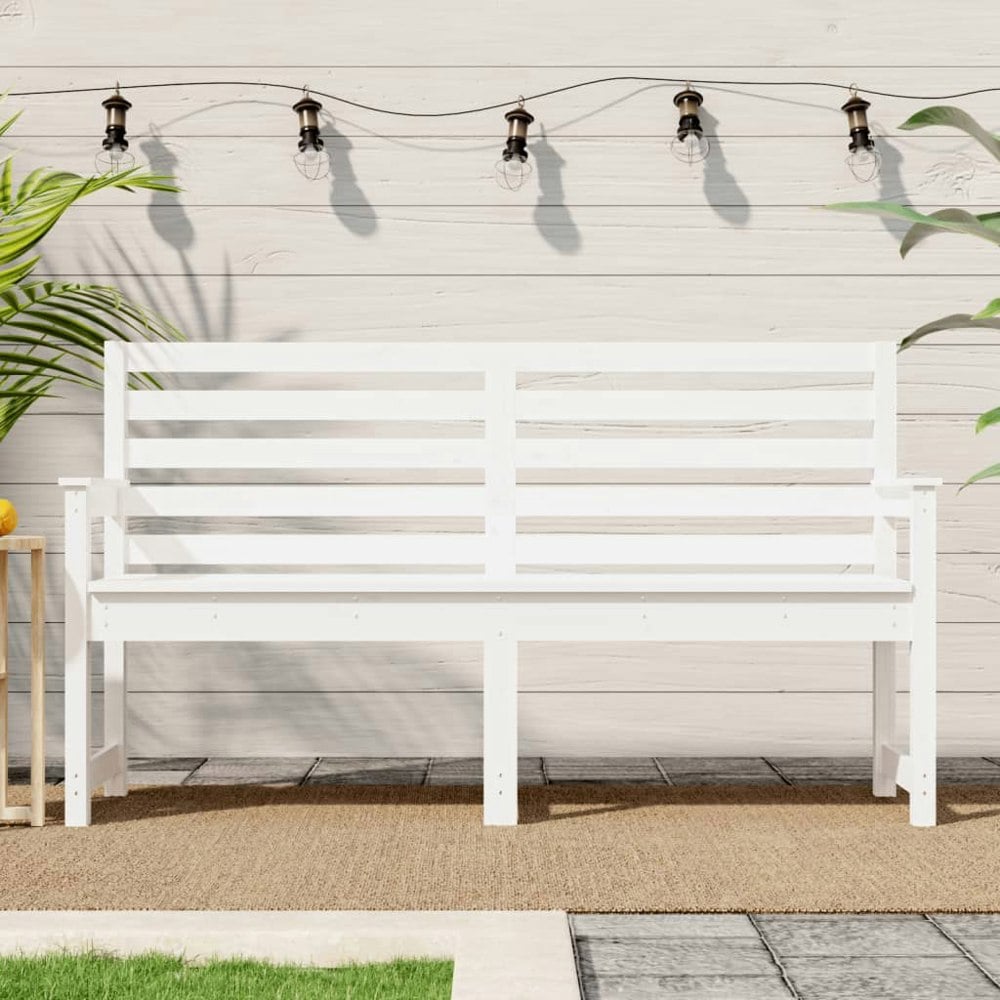 Berkfield Garden Bench White 159.5x48x91.5 cm Solid Wood Pine