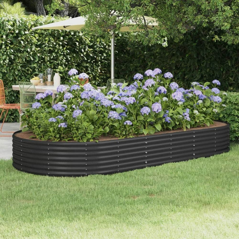 Berkfield Garden Raised Bed Powder-coated Steel 296x140x36 cm Anthracite