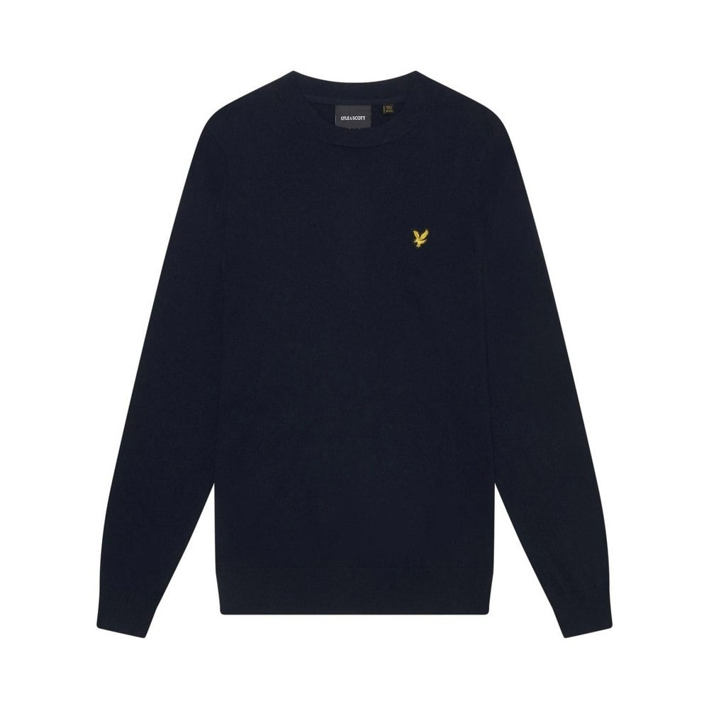 Lyle & Scott Mens Cotton Merino Crew Neck Jumper - Dark Navy