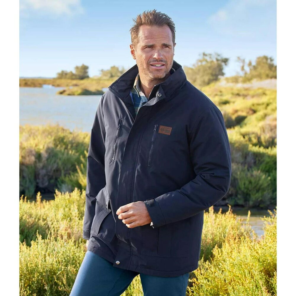 Atlas For Men Mens Multi Pocket Water Repellent Parka - Navy - Navy - 4XL - 100% Polyester
