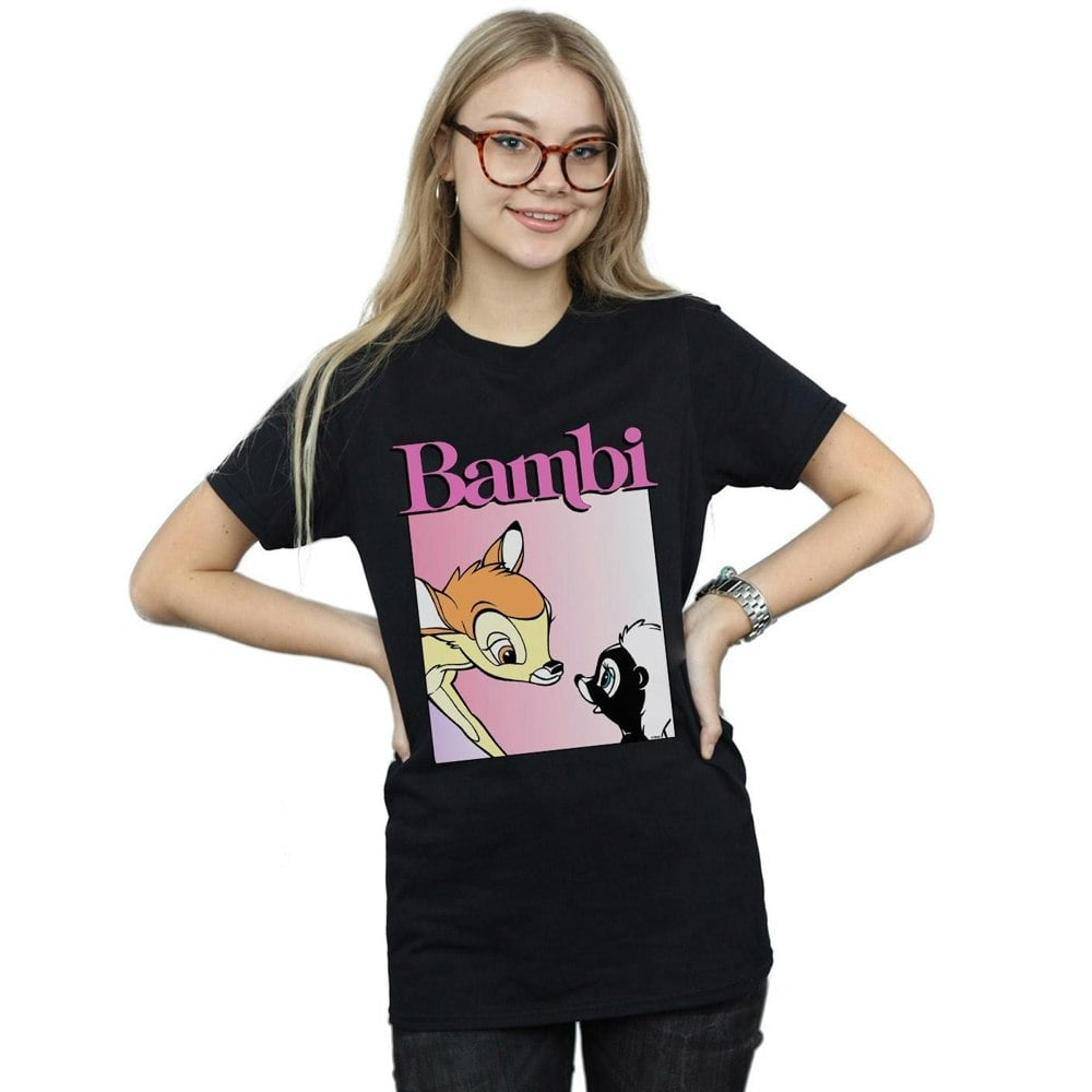 Disney Womens/Ladies Bambi Nice To Meet You Cotton Boyfriend T-Shirt - Black