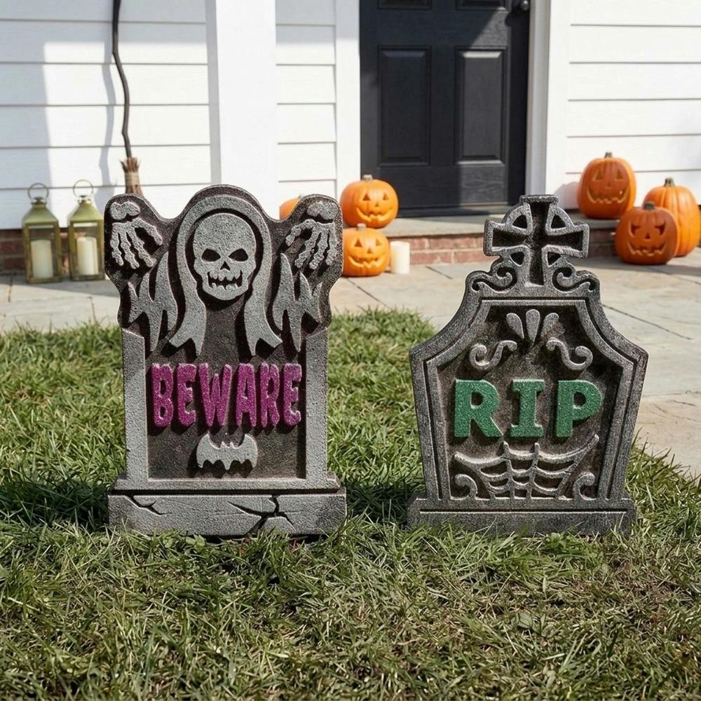 Garden Greatness 2 Pack Spooky Halloween Tombstones Set