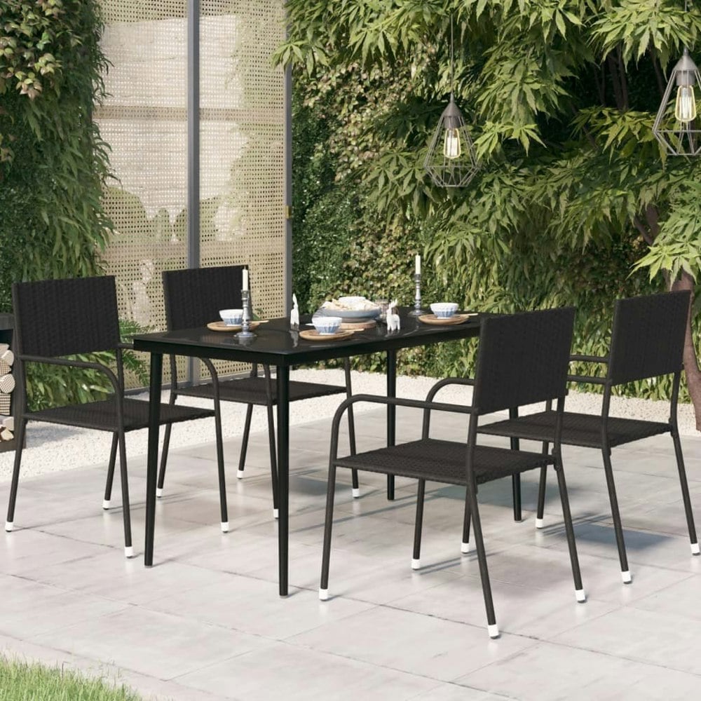 Berkfield Garden Dining Table Black 140x70x74 cm Steel and Glass