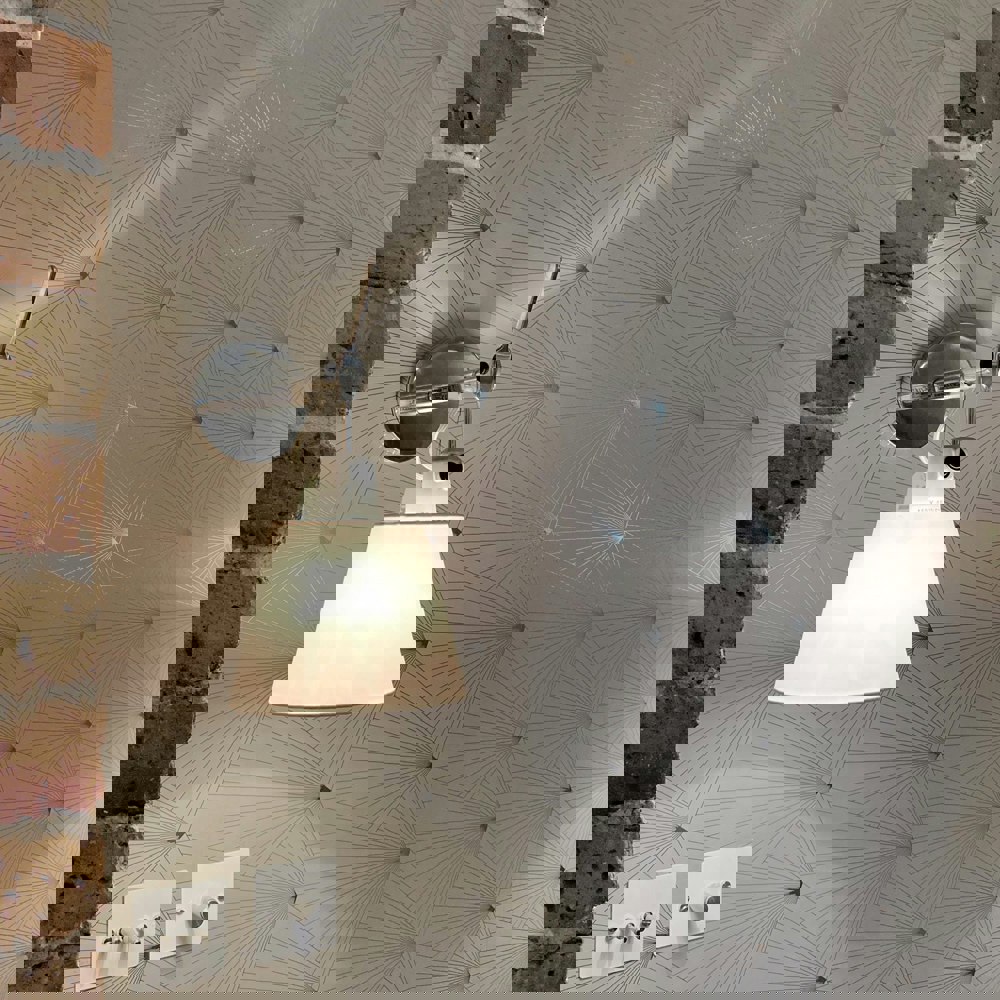 Fan pewter / limestone wallpaper by Erica Wakerly