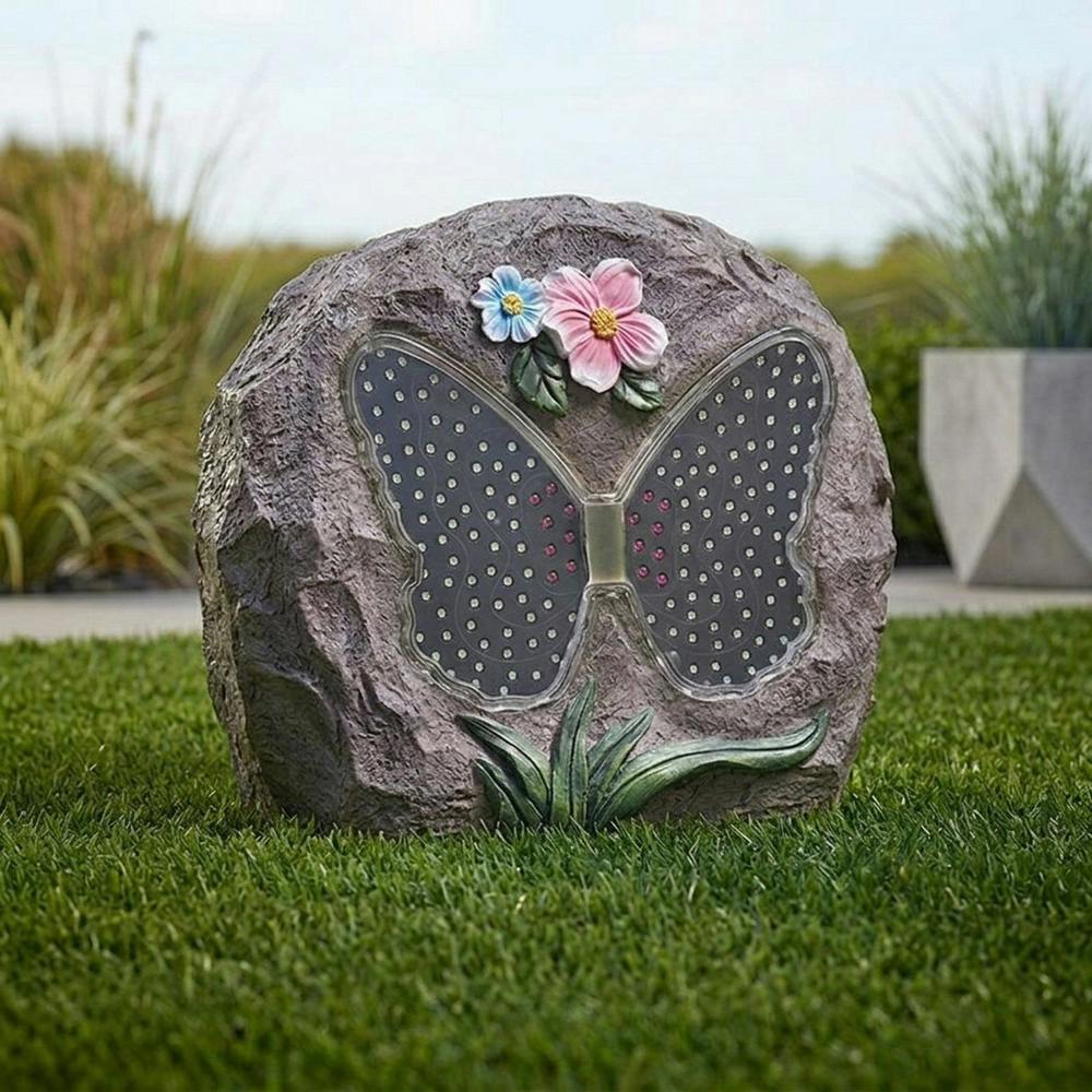 Garden Greatness Papillon Animated Solar Garden Rock Light
