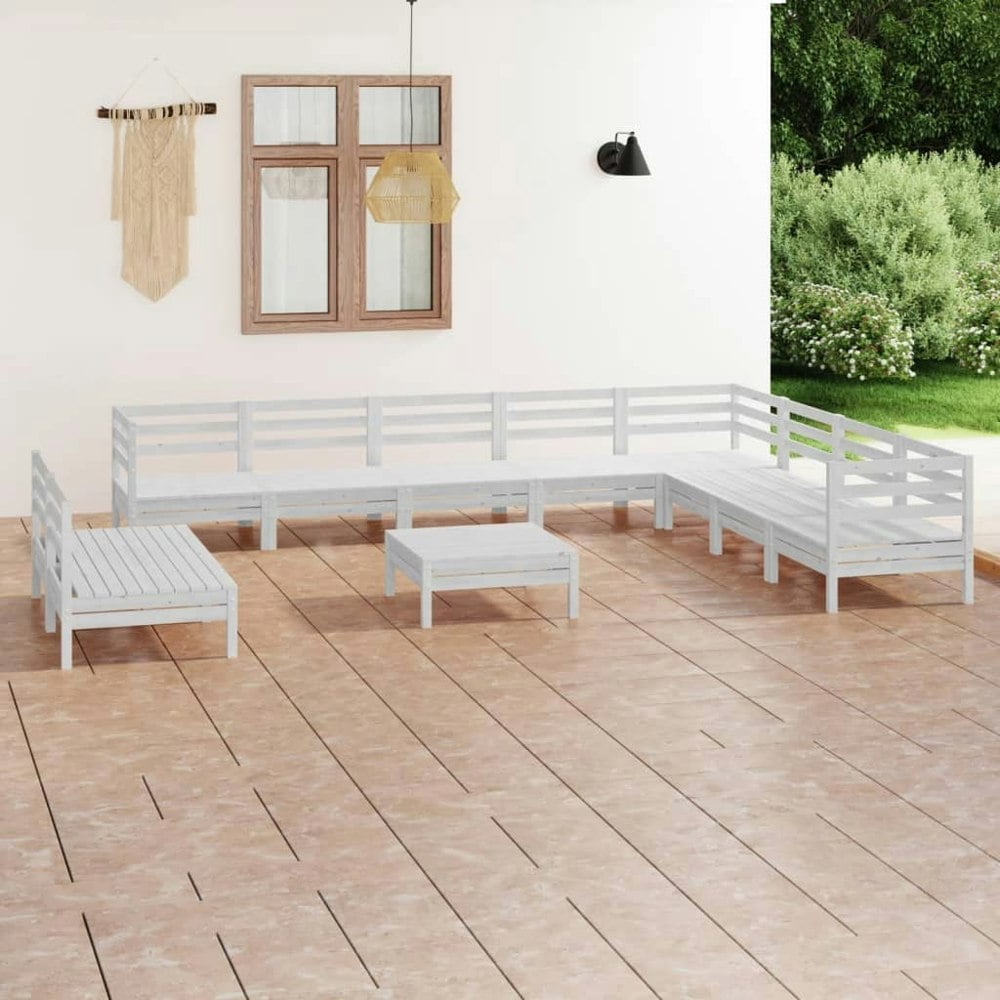 Berkfield 11 Piece Garden Lounge Set Solid Wood Pine White