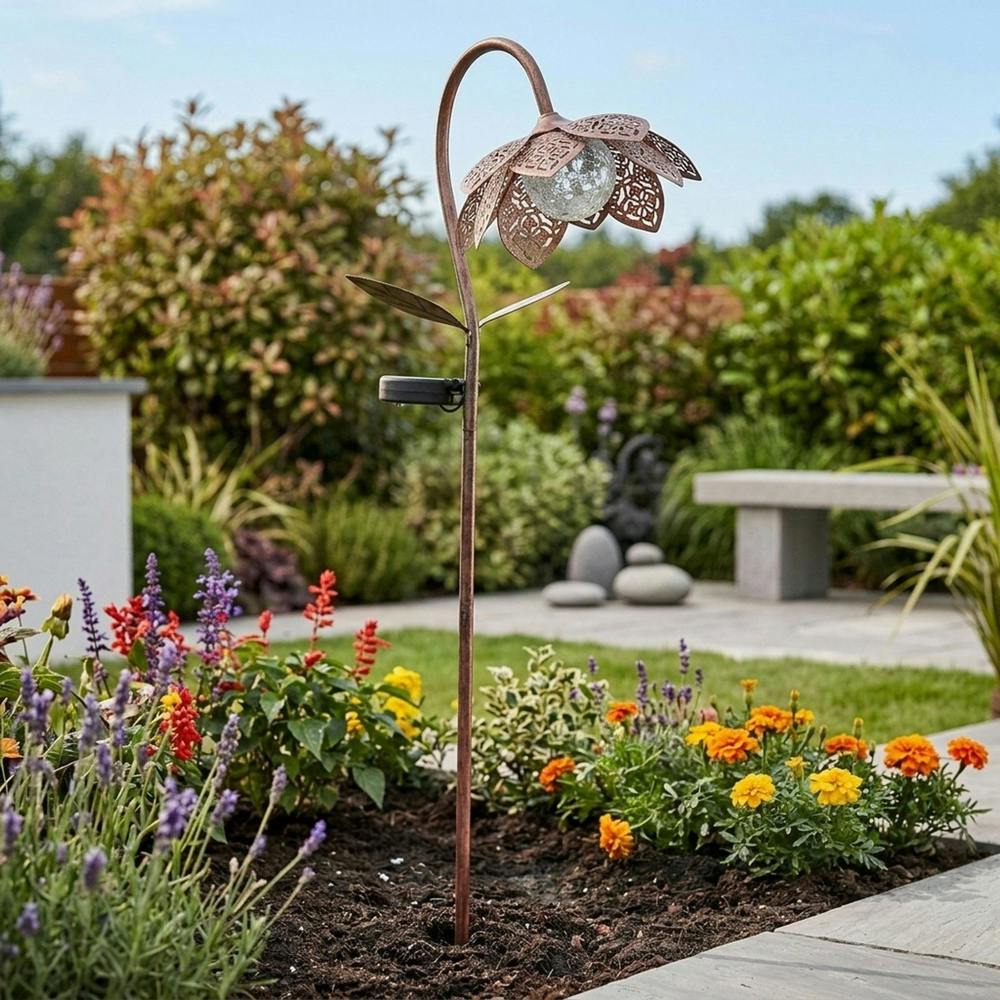 Garden Greatness Damasque Solar Bloom Stake Light