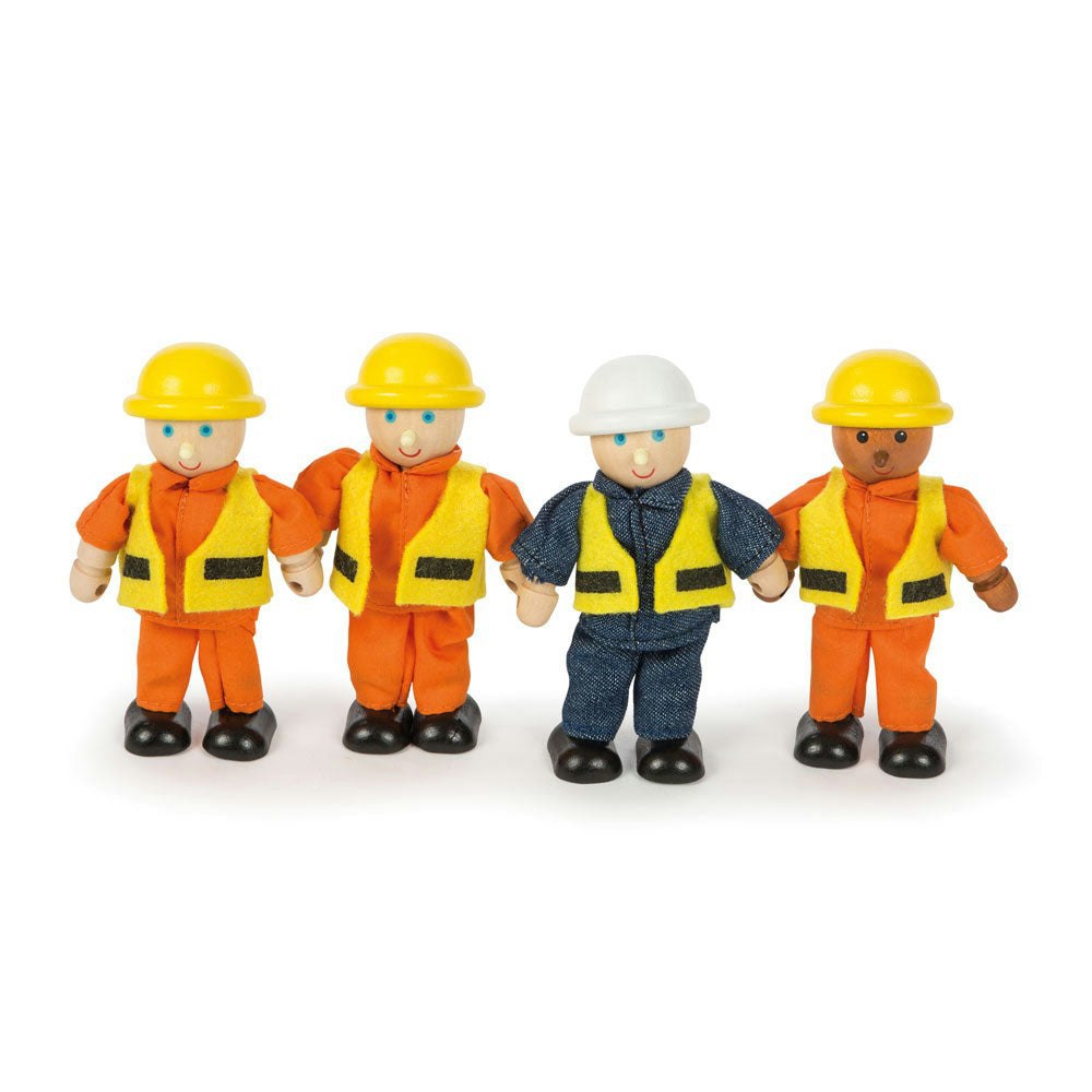 Tidlo 4 Wooden Construction Site Workers - 3 Builders & 1 Foreman