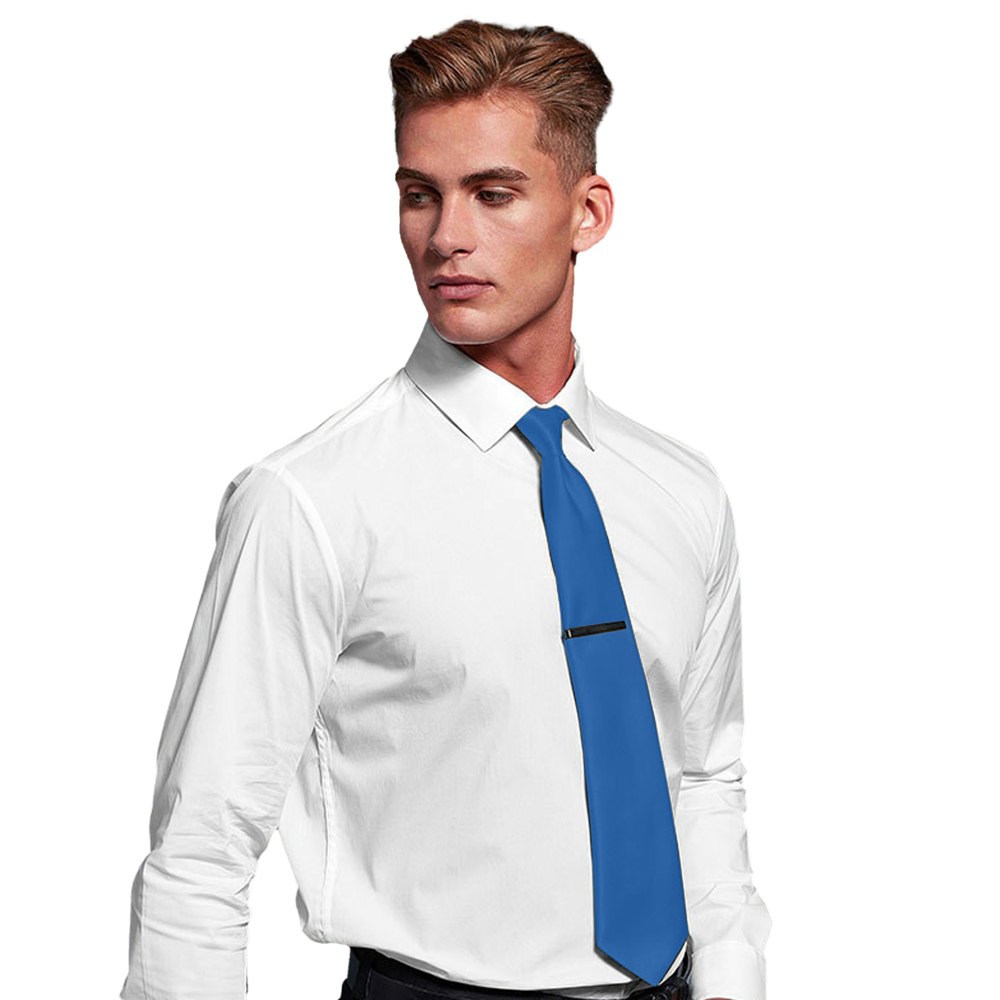 Premier Mens Plain Satin Tie (Narrow Blade) - Sapphire